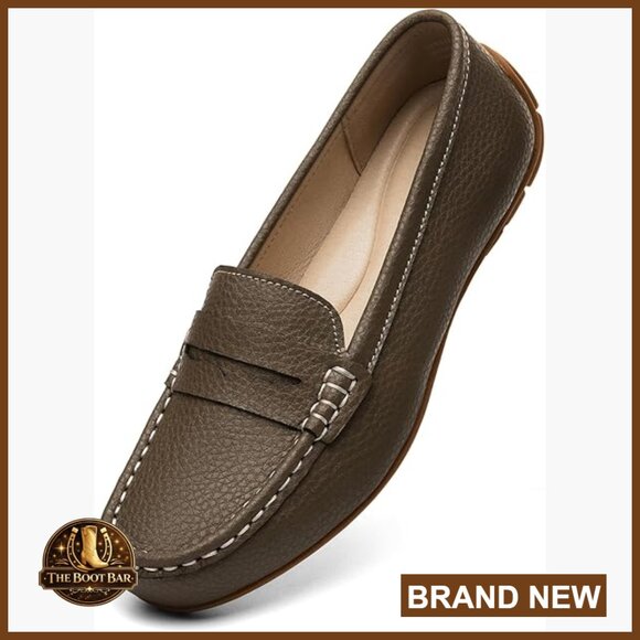 Leather Penny Loafers Slip-Ons Comfortable Lightweight Business Casual Flats